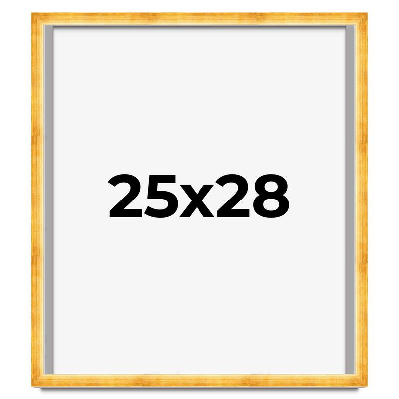25x28 Shadow Box Frame Gold | 1.625 Inches Deep Real Wood Traditional
