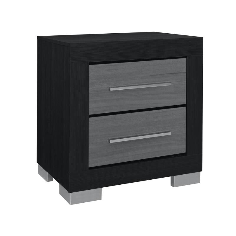 Black and Grey Nightstand with Spacious Drawers