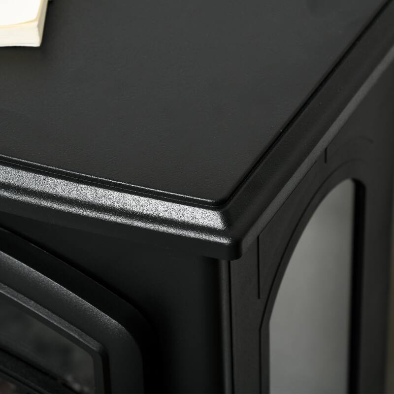 Three-Sided Electric Wood Stove Heater with Customizable Flame Brightness 1500W Heat and Quiet Operation - N/A - Black