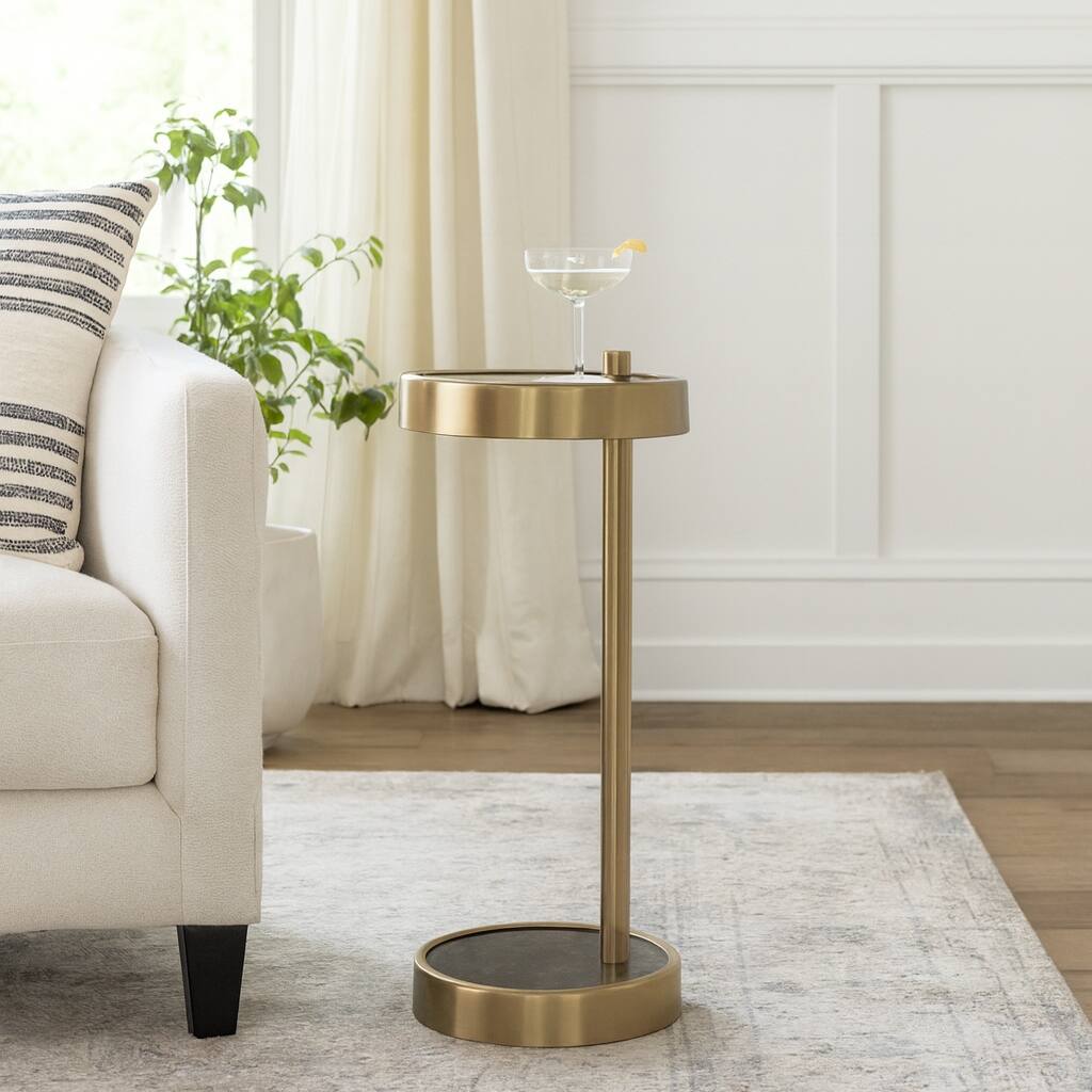 Stylish Accent Side Table with A Sleek Frame - 23.25", Black & Gold - 23.25"