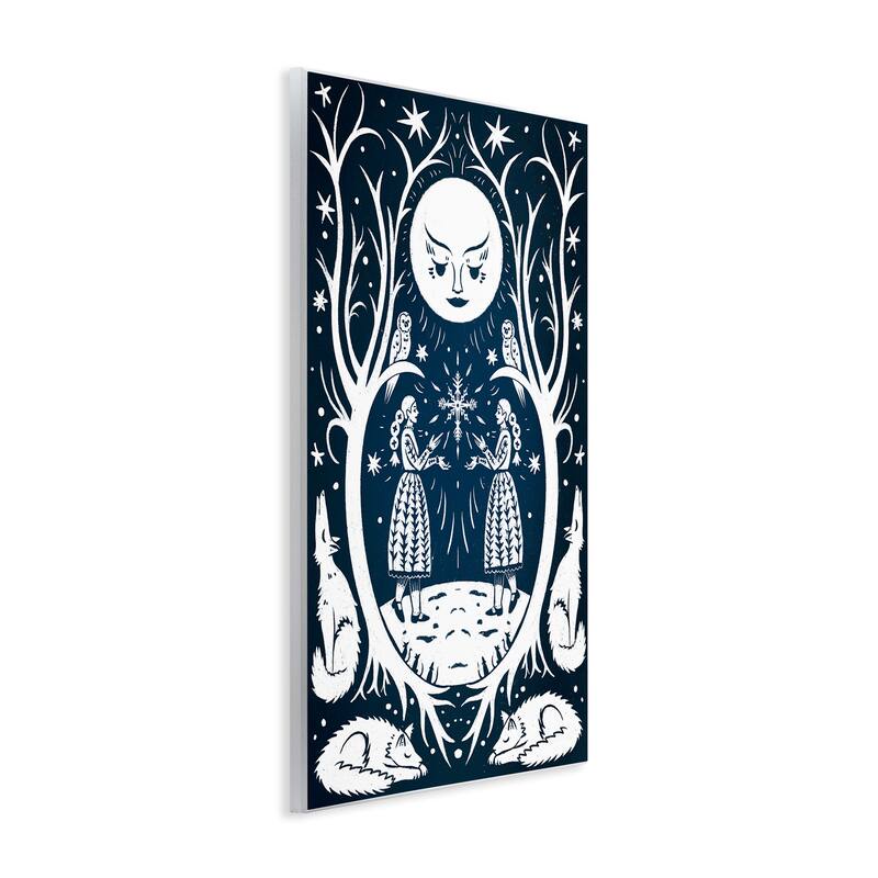 Stupell Woodland Folk Girls with Moon Wall Plaque Art Design By Hannah Moren