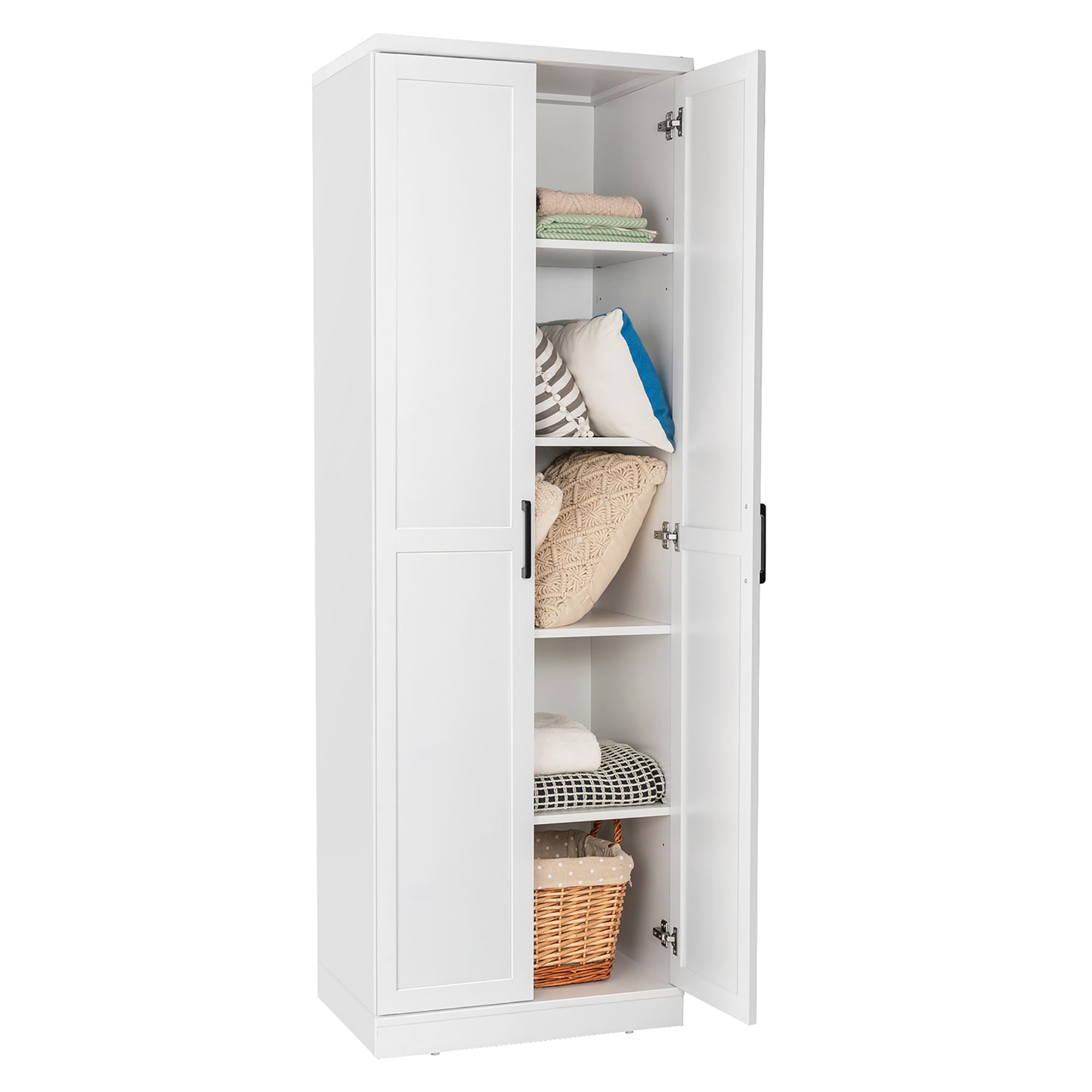 70 inch Freestanding Storage Cabinet with 2 Doors and 5 Shelves White