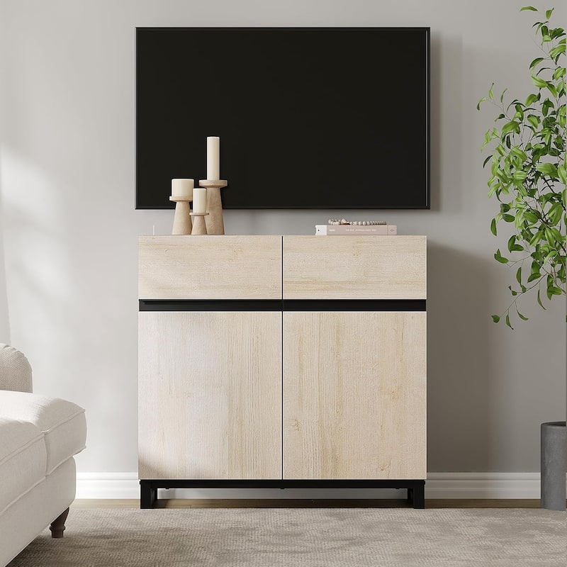 WAMPAT Modern TV Stand with Storage Cabinets for Living Room,Bedroom,Brown