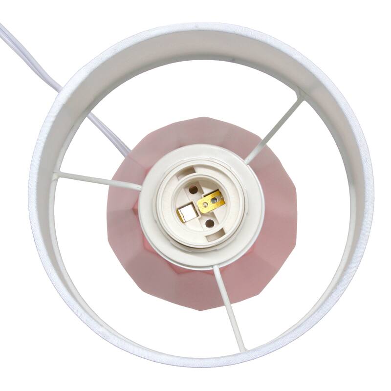 Geometric Ceramic Table Lamp with White Drum Shade - 19.5" - Pink