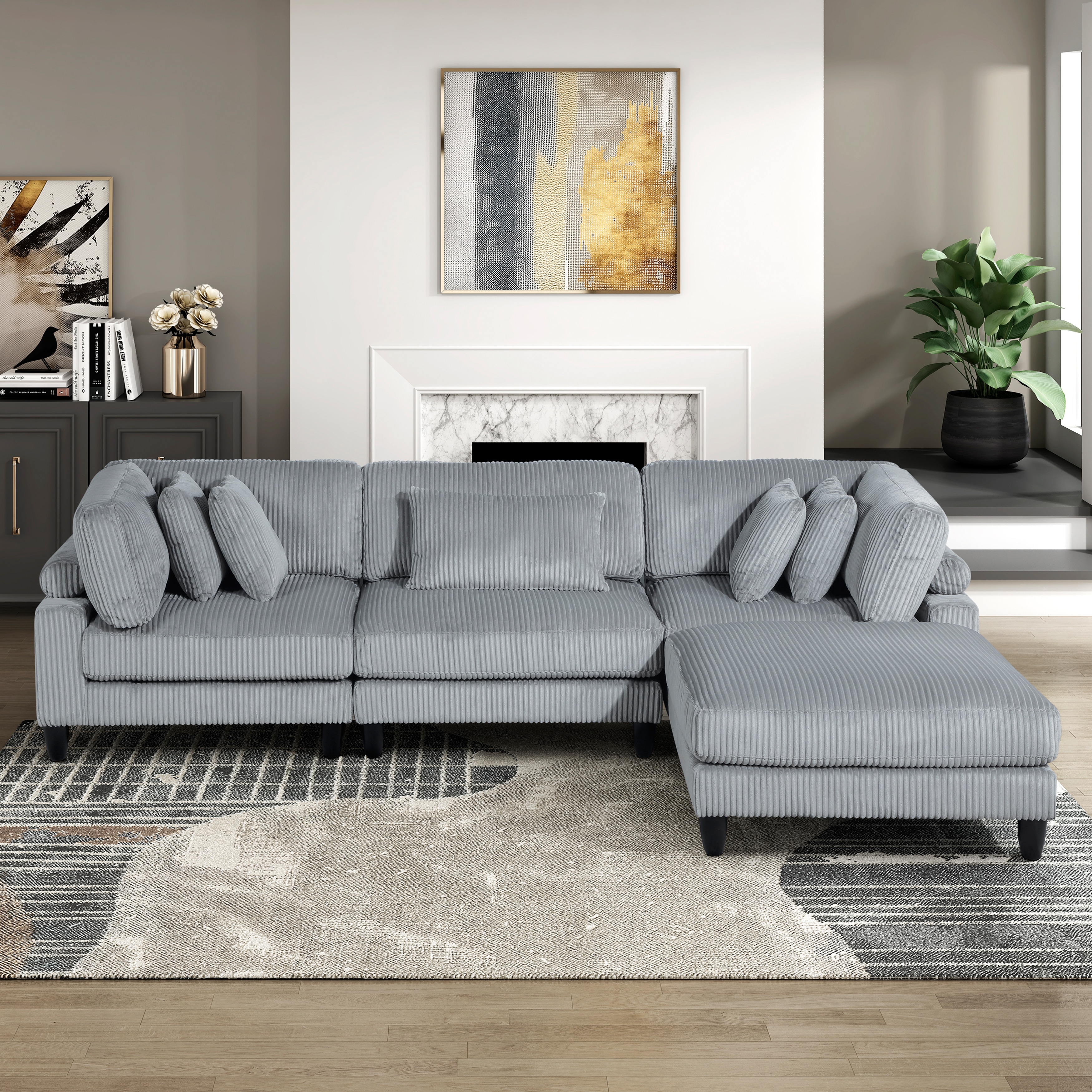 ウォールフラワー シェルフ Jonas & Jonas WALLFLOWER Fremont & Park Jonas 4-Piece Modular Sectional Sofa with Ottoman