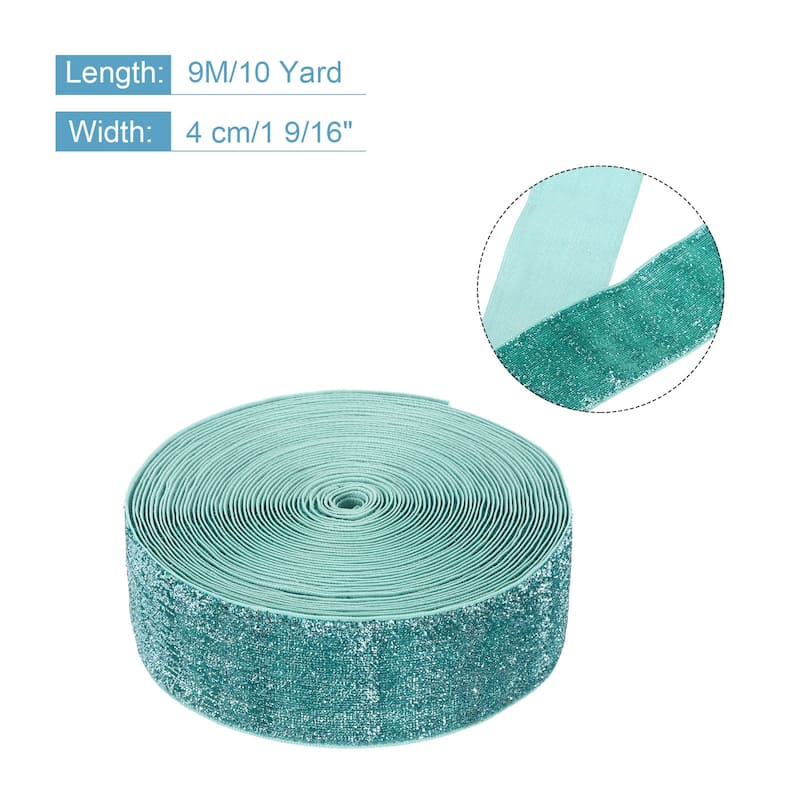Metallic Glitter Velvet Ribbon for Gift Wrapping - Light Blue - 1 9/16"x 10 Yard