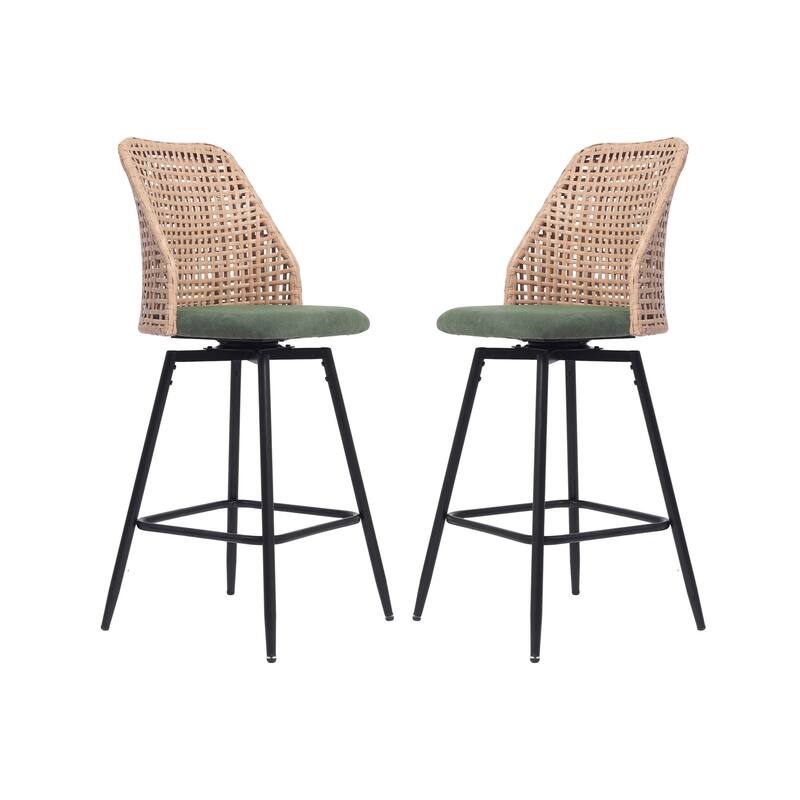 28.8" Indoor Swivel Wicker Barstools