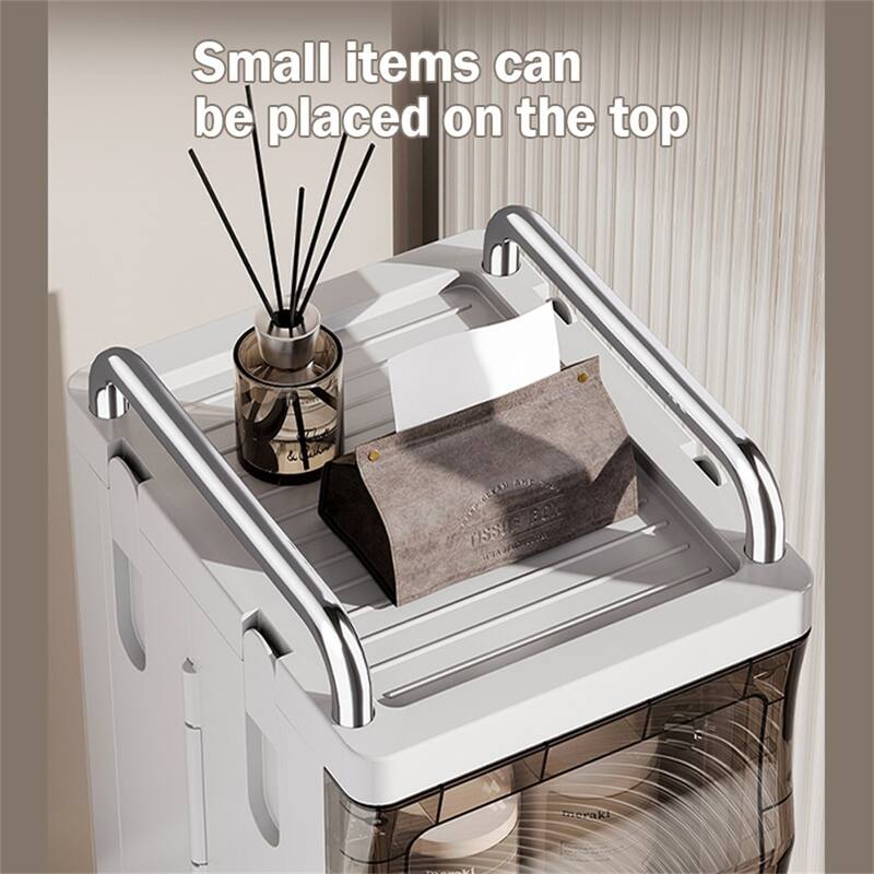 Small Narrow Bathroom Storage Cabinet White Plastic Corner Organizer with Adjustable Shelves