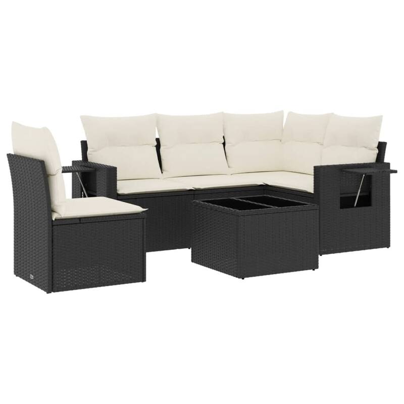 vidaXL Patio Sofa Set with Cushions Outdoor Conversation Furniture Poly Rattan