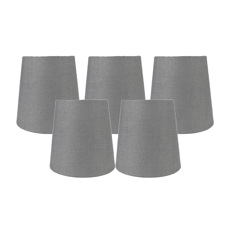 Meriville Linen Clip On Chandelier Lamp Shades, 3.5-inch by 4.5-inch by 4.5-inch - Set of 5 - Graphite