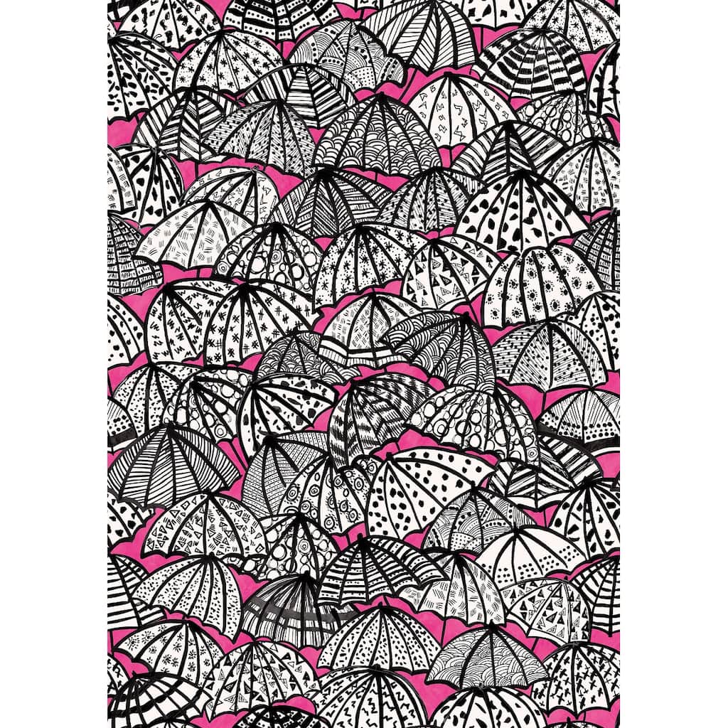 Dara Raspberry Jolly Brollies Wallpaper