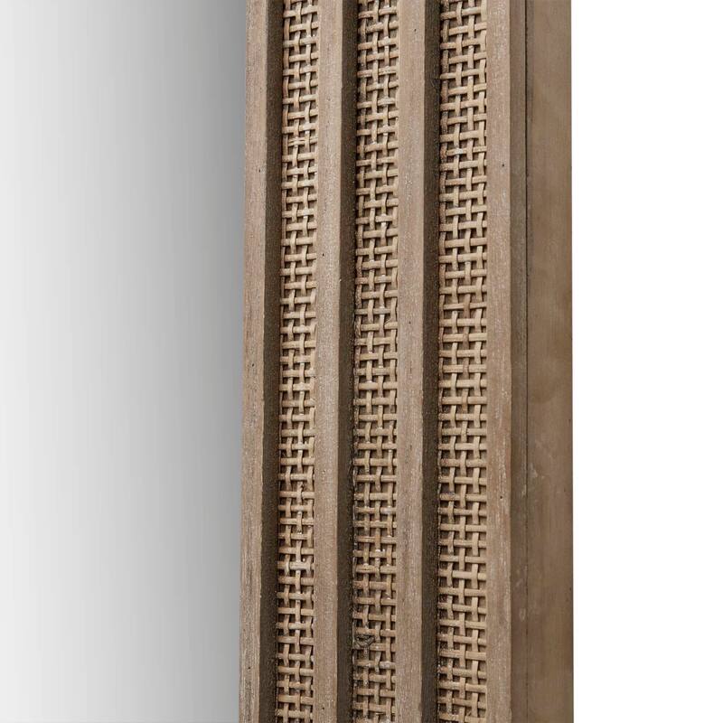 Martha Stewart Naomi Rectangular Wood and Rattan Mirror