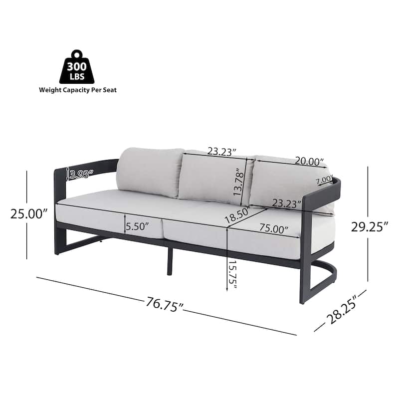 Christopher Knight Home - Elvis Modern Outdoor Aluminum 3 Seater Sofa with Fade-Resistant Cushions
