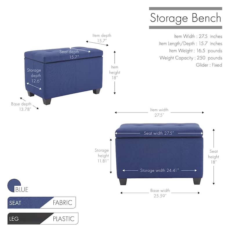 Porthos Home Vivi Fabric Flip Top Storage Bench