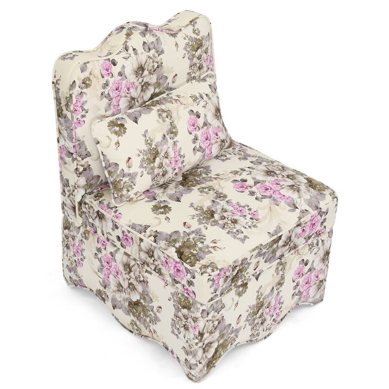 Upholstered Single Sofa Lounge Chair with Floral Pattern,Soft seat cushion and backrest,Armless Accent Chair