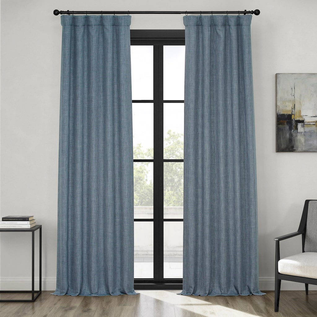 Exclusive Fabrics Textured Faux Linen Room Darkening Curtains for Bedroom & Living Room Curtains (1 Panel)
