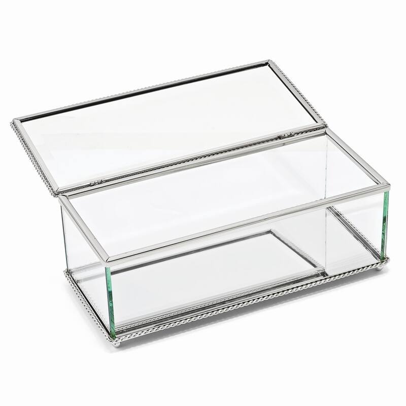 Curata Nickel-Plated Hinged Rectangular Glass Box