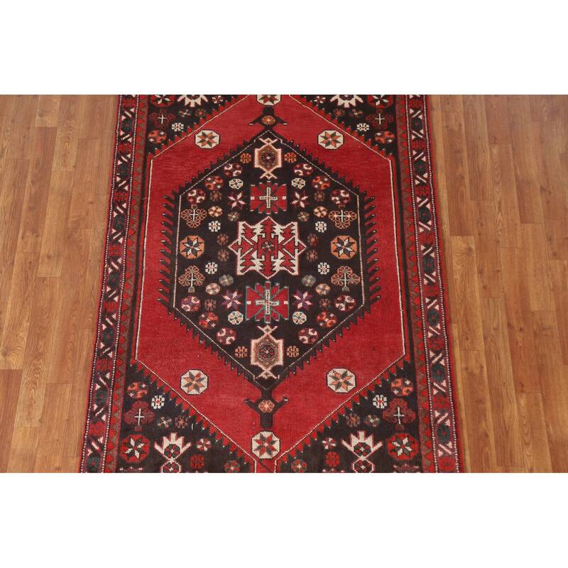 Hamedan Persian Vintage Area Rug Handmade Wool Carpet - 4'0"x 7'0"