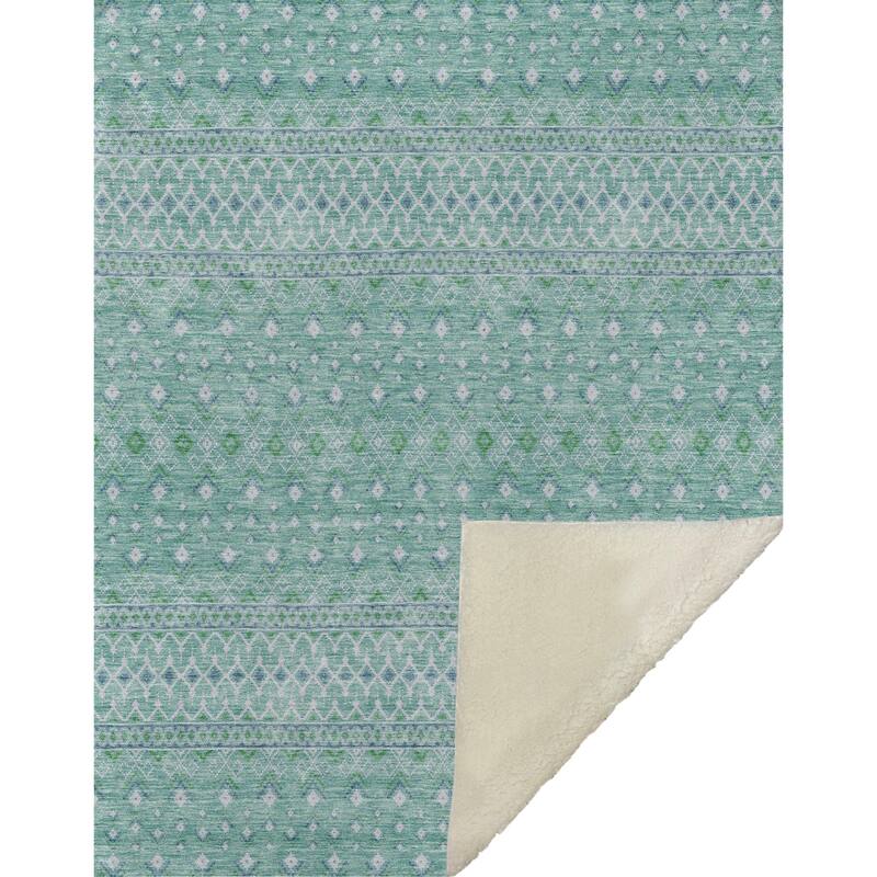Premium Machine Washable Boho Moroccan Sherpa Throw Blanket