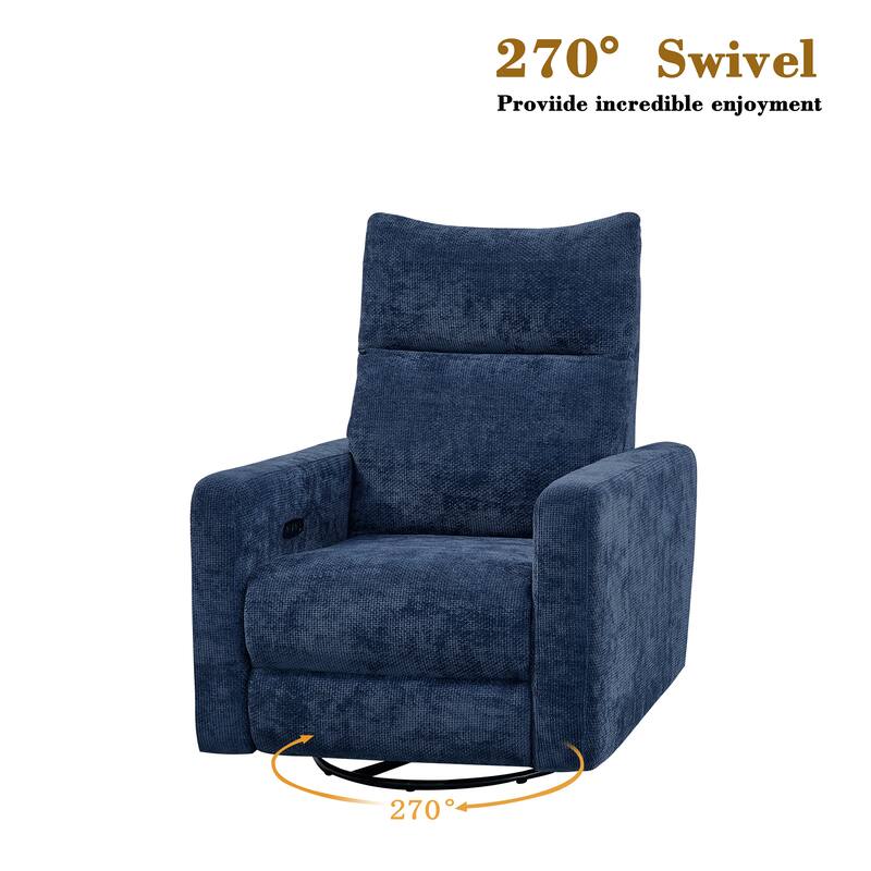 Olmas 33.5"W Power Swivel Glider Recliner with USB Charger