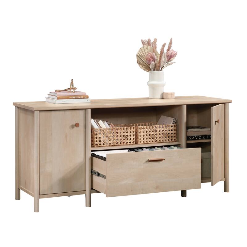 Engineered Wood Scandinavian Storage Credenza with Multi-Room Storage, Brown - 66.73" W × 20.47" D × 29.88" H