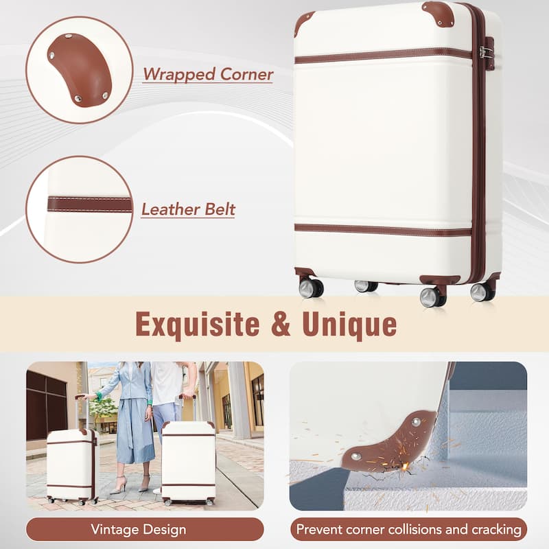 Hardshell Lightweight Expandable ABS Carry-on Luggage with TSA Lock and Cosmetic Case, 3 Piece Luggage Set
