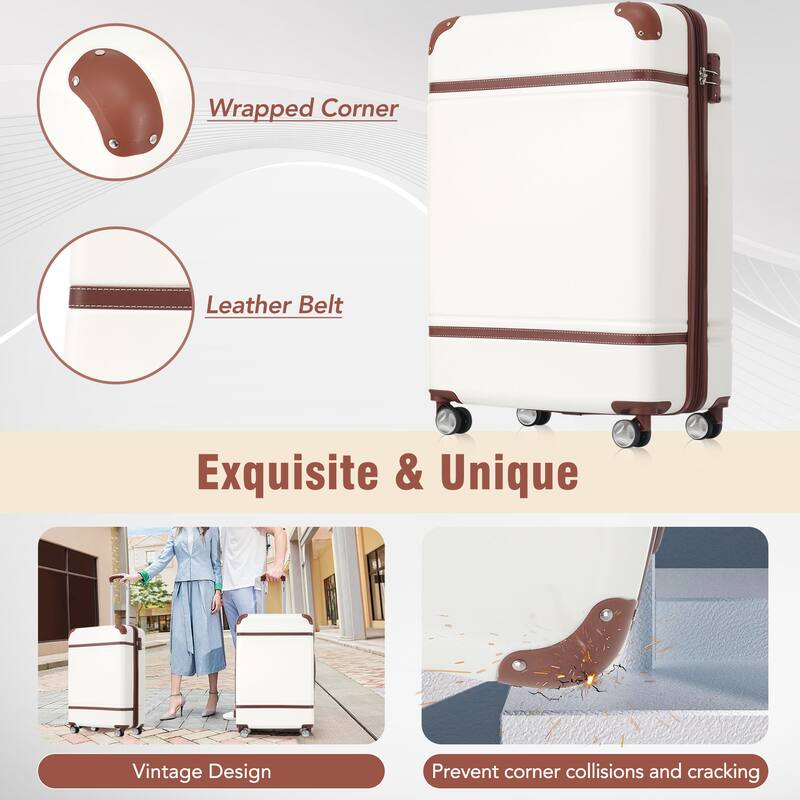 Lightweight 3-Piece Hardside Luggage Set with TSA Lock, 20" & 28" Spinner Suitcases & Cosmetic Case