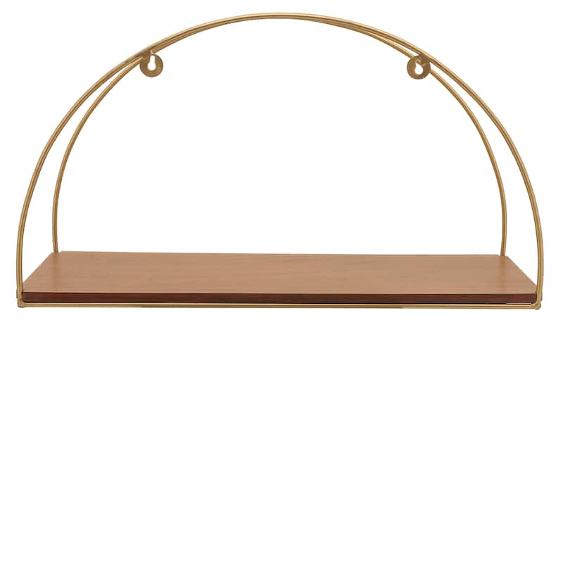 Metal Wood Arched Wall Shelves Set - Brown, 10/12/14" - 21.0"