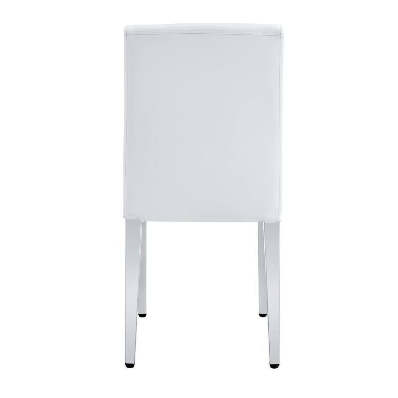 Simple 2 Piece PU Dining Chair with Cushions, Metal Legs, Non Slip Pads for Dining Room Kitchen Bedroom Living Room