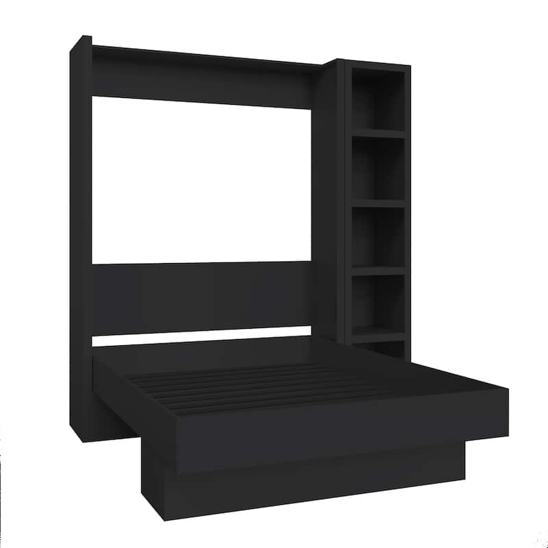 Easy-Lift Queen Murphy Wall Bed with Bookshelf