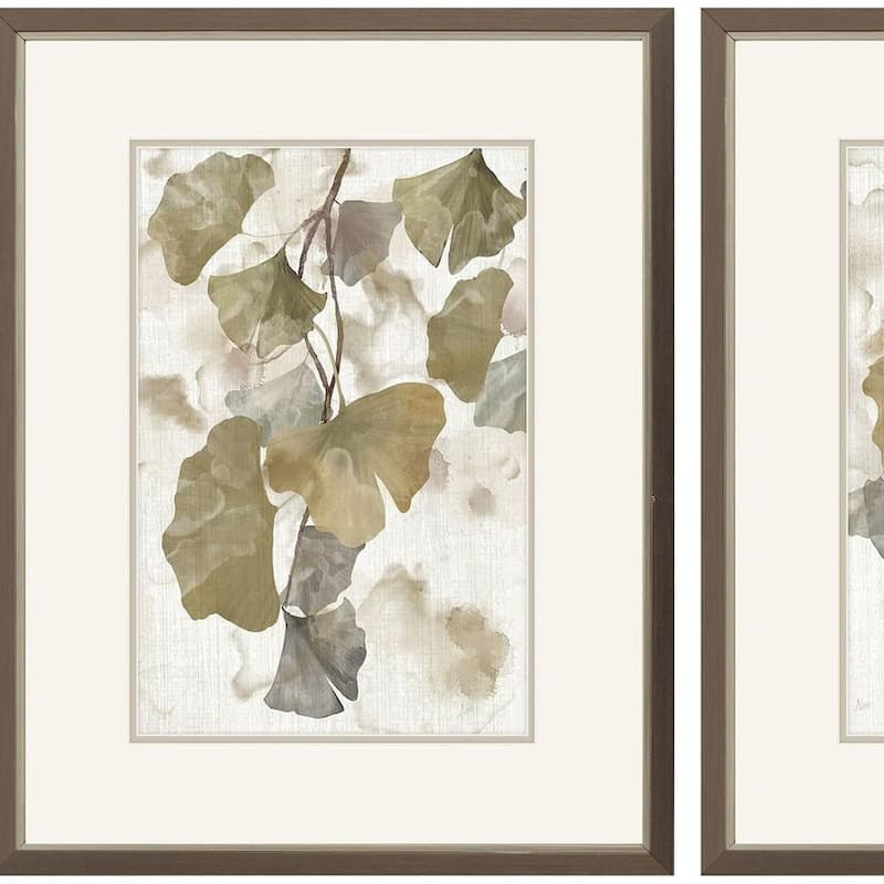 HomeRoots Set Of Two Gingko Accent Silver Framed Wall Art