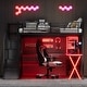 preview thumbnail 20 of 34, Gaming Metal Loft Bed with Built-in Work Station & Wardrobe, Heavy Duty Loft Bed Frame with Storage Staircase and LED Lights
