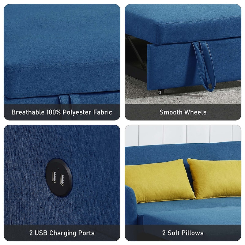 Aukfa Sofa Bed Pull Out Couch Convertible Loveseat Sleeper Sofa Couch