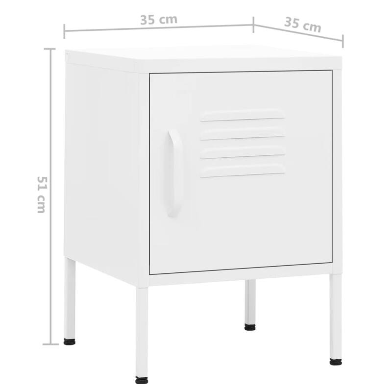 vidaXL Nightstand Set of 2 White Steel Small Nightstand Square