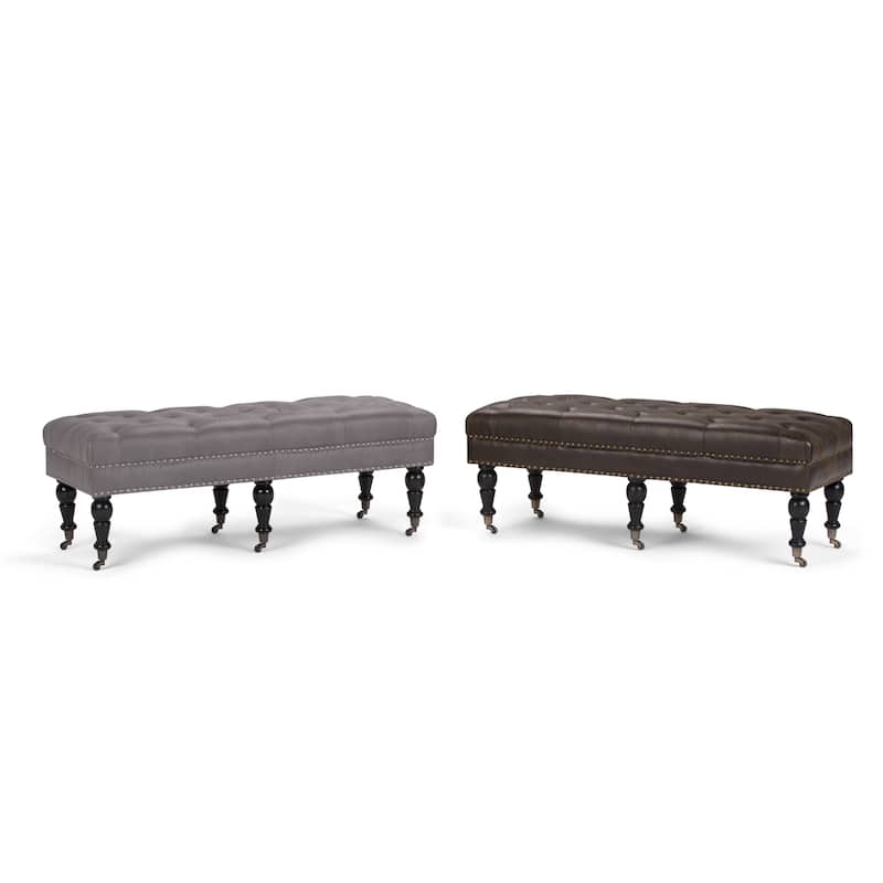 WYNDENHALL Donovan 49 inch Wide Traditional Rectangle Ottoman Bench Faux Leather