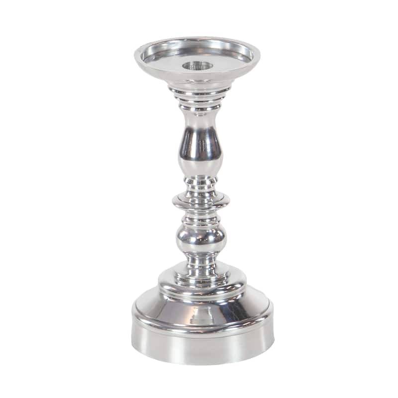 Aluminum Metal Candle Holder - Set of 3 Silver - Roche River Decor - 5"W x 5"L x 14"H