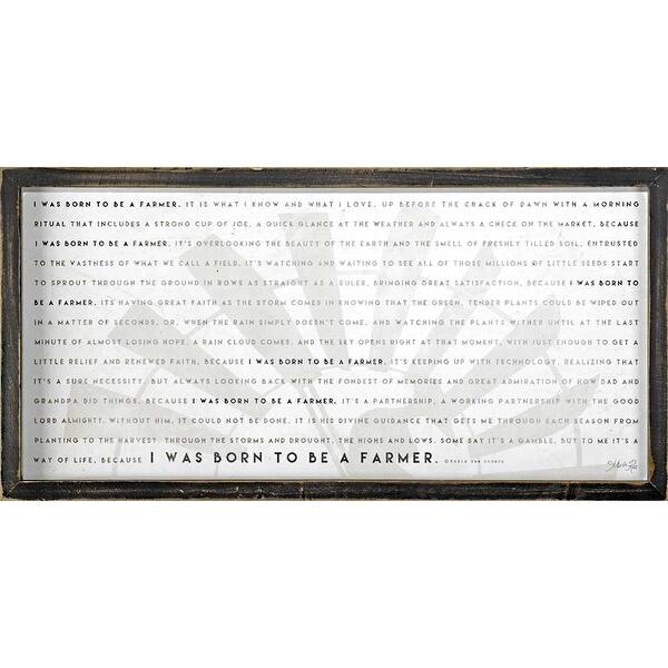 Shop Black And White Born To Be Farmer Print Framed Rectangular