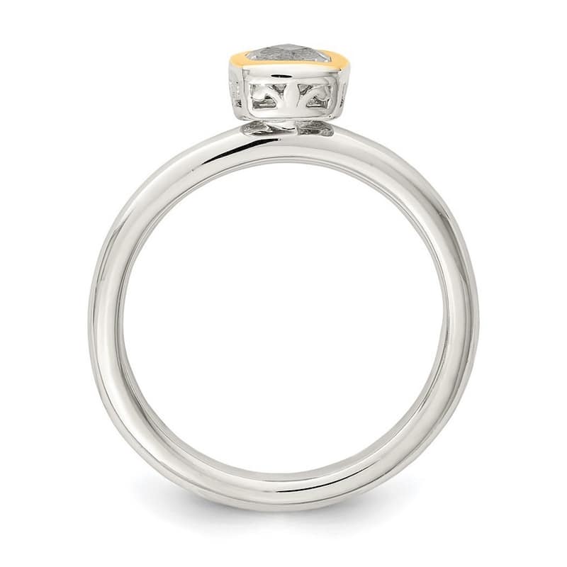 Curata 925 Sterling Silver With 14k Accent White Topaz Ring