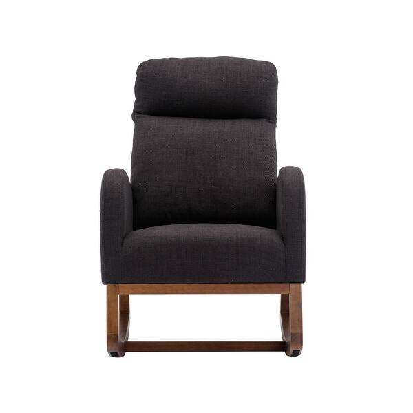 slide 2 of 16, Modern Rocking Chair for Nursery with Solid Wood Leg Black