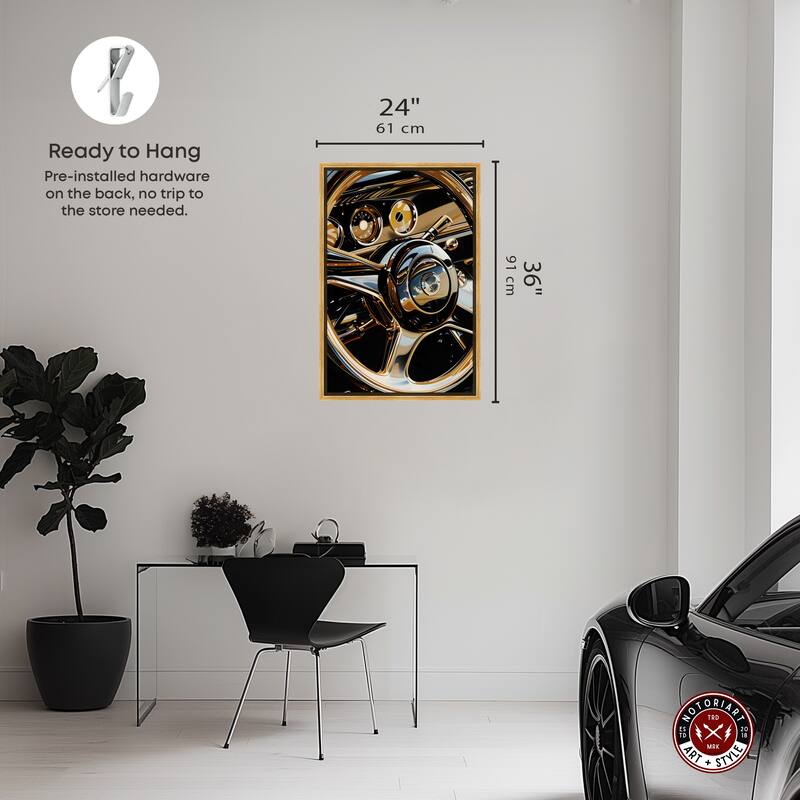 Notoriart Elegant Steering Wheel Framed Car 1 Piece Canvas Wall Art
