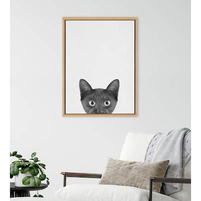 Kate and Laurel Sylvie Black Kitten Framed Canvas by Simon Te of Tai Prints