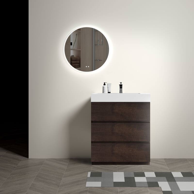 Contemporary 36" Alice Freestanding Bathroom Vanity with Ergonomic Handle-Free Design, Eco-Friendly Construction