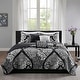 preview thumbnail 13 of 21, Madison Park Marcella 6 Piece Printed Cotton Quilt Set with Throw Pillows Black - Queen