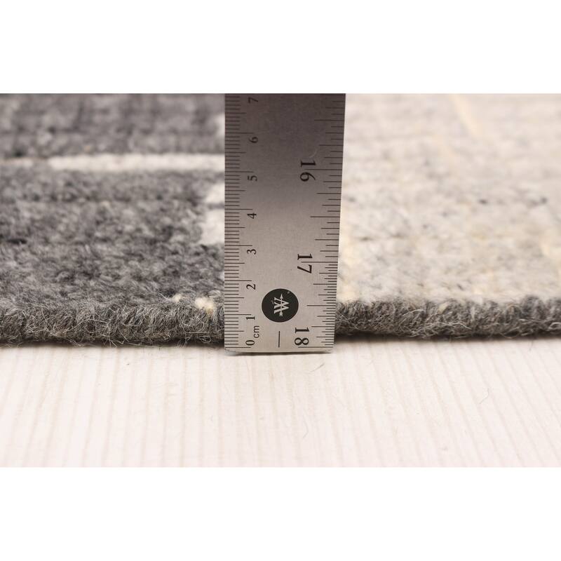 ECARPETGALLERY Hand-knotted Tangier Dark Grey Wool Rug - 4'11 x 7'10