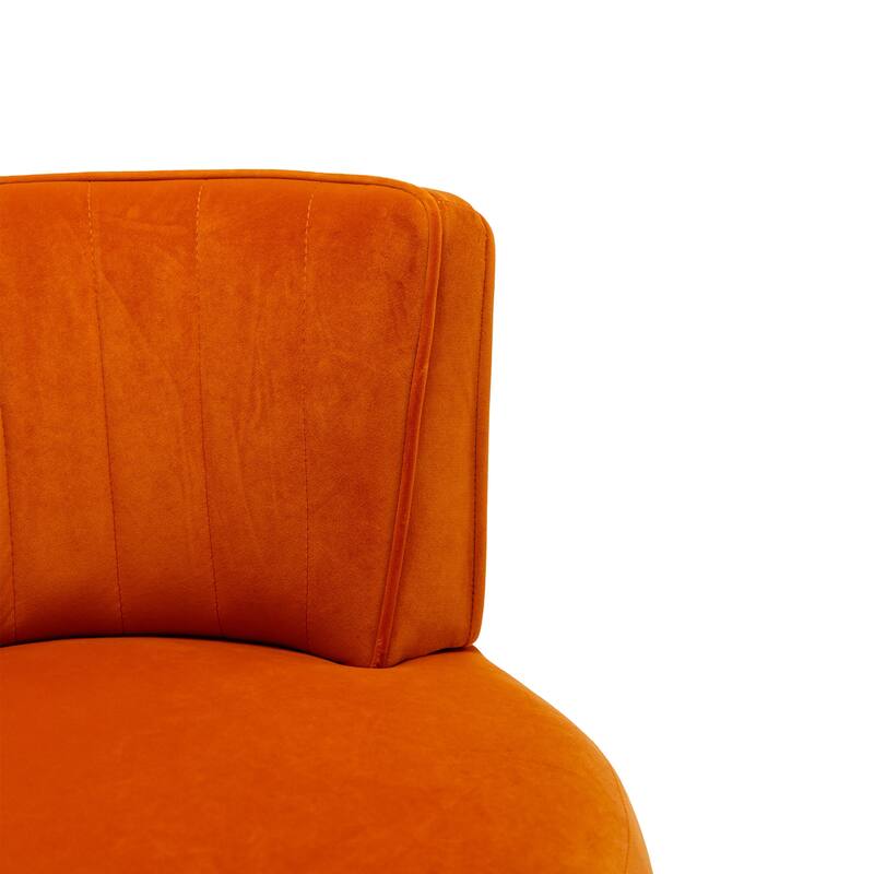 Orange Modern 25.2" Upholstered 360° Swivel Barrel Chair with Wide Upholstered and Sturdy Hardwood Frame