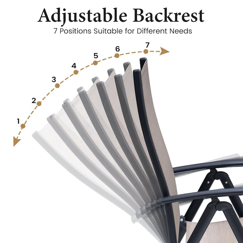9PCS Outdoor Dining Set Rectangular Expandable Aluminum Table with Adjustable Folding Chairs