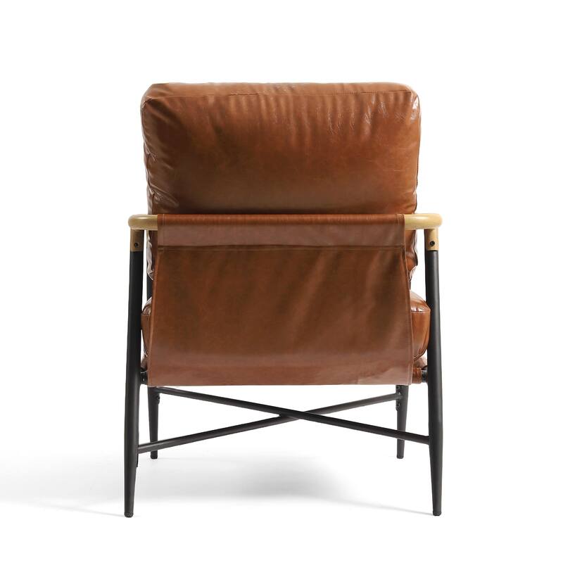 Industrial Upholstered Accent Chair Club Chair with Metal Frame