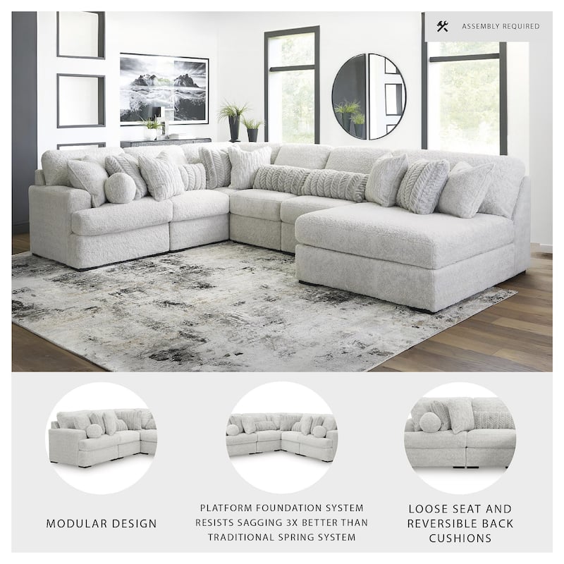 Signature Design by Ashley Snodoodle Gray 6-Piece Sectional with Chaise - 156" W x 113" D x 40" H