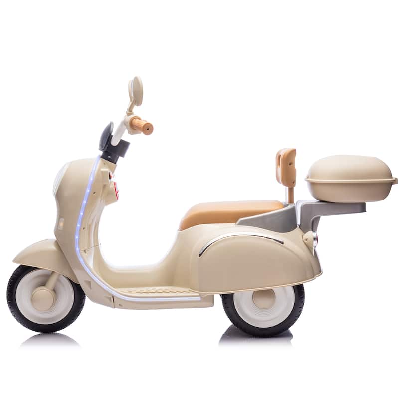 12V Kids Ride On Three-Wheel Electric Motorcycle,2WD,Cool Waterfall Light,Large Storage Space,Power Display For Kids Aged 3-6.