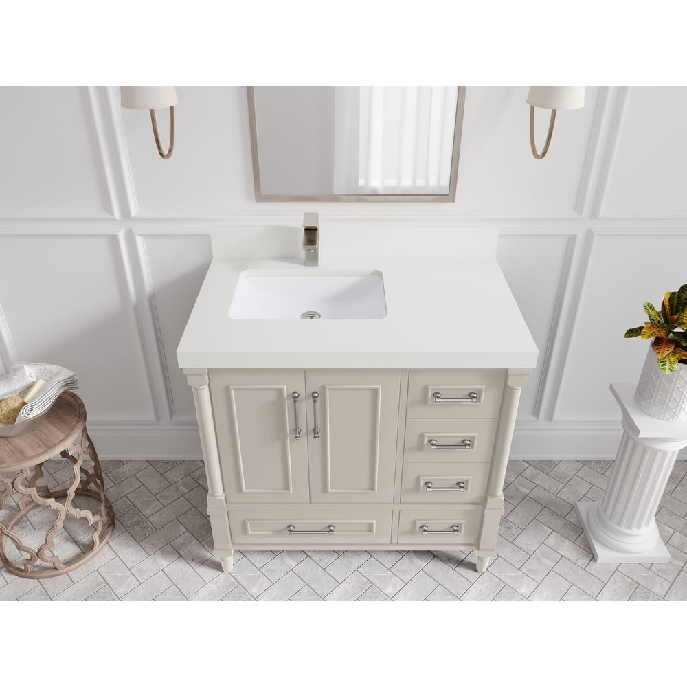 Willow Collections 36 in. W x 22 in. D Aberdeen Left Offset Sink Bathroom Vanity with Countertop